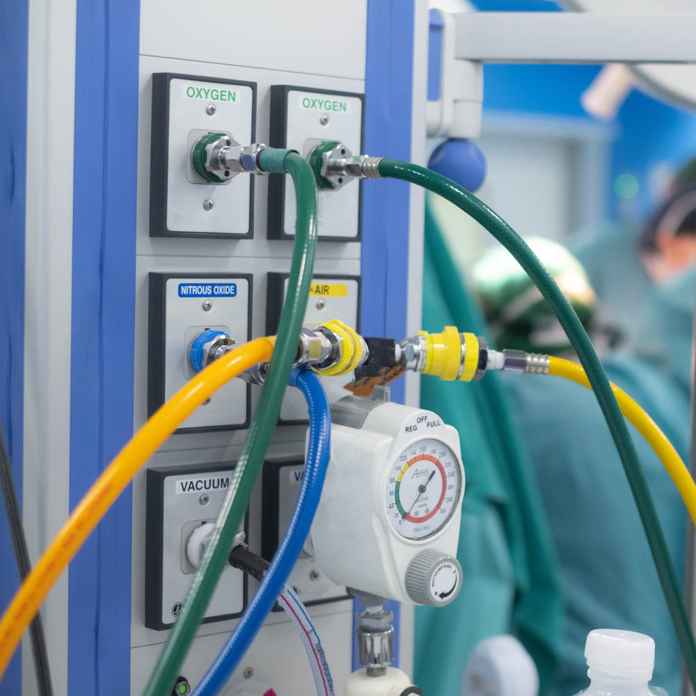 Medical gas equipment providing anesthesia.